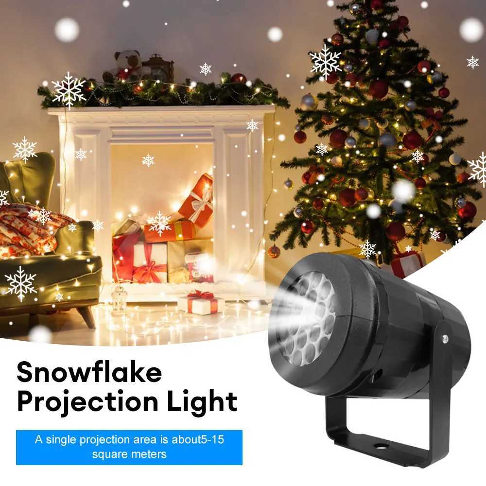 Powered LED Christmas Dynamic White Snowflake Projector Outdoor Rotating Stage Projection Light For Bedroom Ceiling Decor XJ250527
