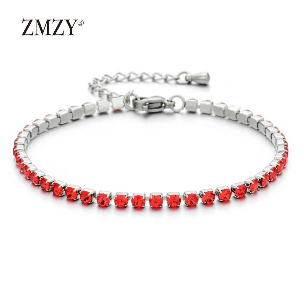 ZMZY 304L Stainless Steel Bracelet Rhinestone Sparkly Cubic Zirconia Tennis Link Bracelets Gifts For Women Wedding Jewelry W250526