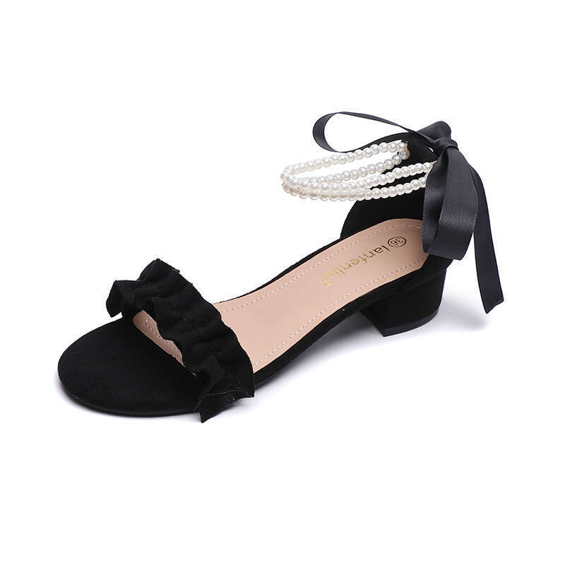 Women's Sandals Summer 2025 New Versatile Chunky Heel One-Strap Pearl Two-Way Fashion Matching Dress High Heels