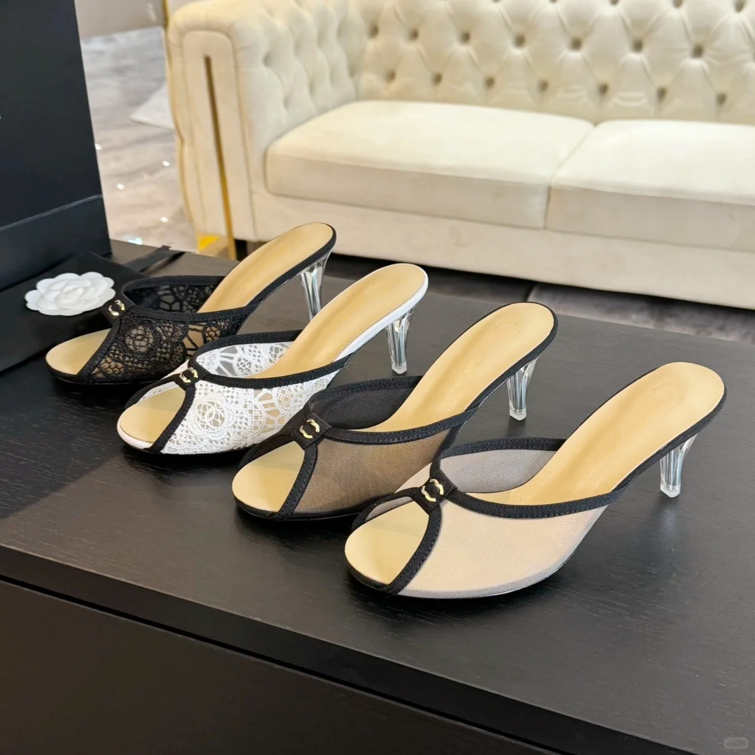 DHgate Designer heel Womens Sandal High heels slipper prom dress pump shoe stiletto slingback mesh lace leather Luxury sandale Casual Party Summer Sliders Wed shoes