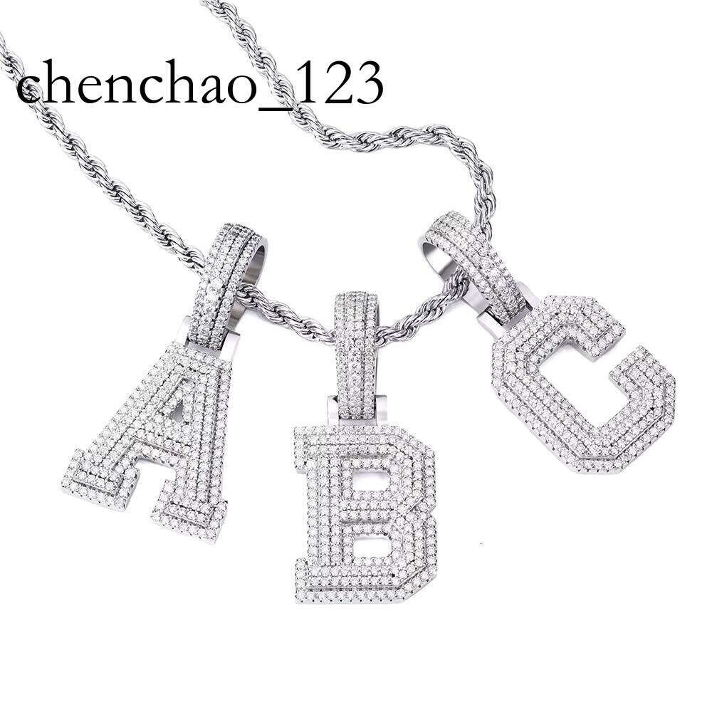 Wholesale Hip Hop Style Jewelry Iced Out Sterling Sier VVS Mossanite Moissanite A-Z Initial Letter Pendant for Men Chain
