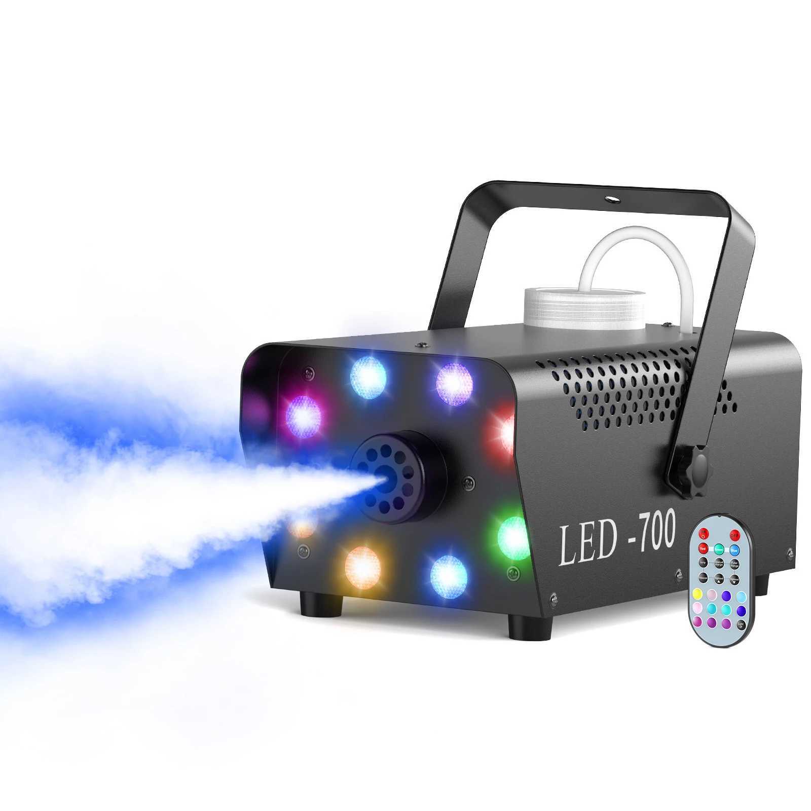 UKing 700W Smoke Machine RGB 3in1 8 LED Stage Colorful Spray Fog Machine Stage Light Performance Wedding Banquet Disco DJ Show XJ250527