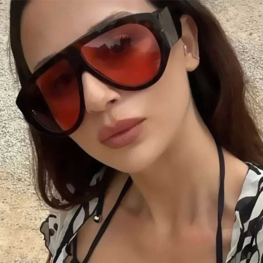 2024 Vintage Wide Leg Oval Gradient Sunglasses Men New Fashion Brand Driving Sun Glasses Women Sexy Leopard Red Shades Uv400 Z250527