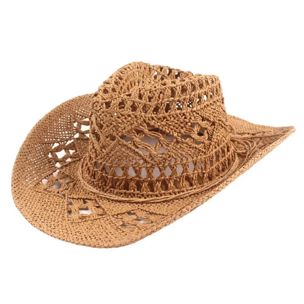 Climbing Cap Straw Western Cowboy Hat For Women Men Classic Vintage Hollow Out Unisex Wide Brim Sun Hat Fishing Hat Outdoor 250526