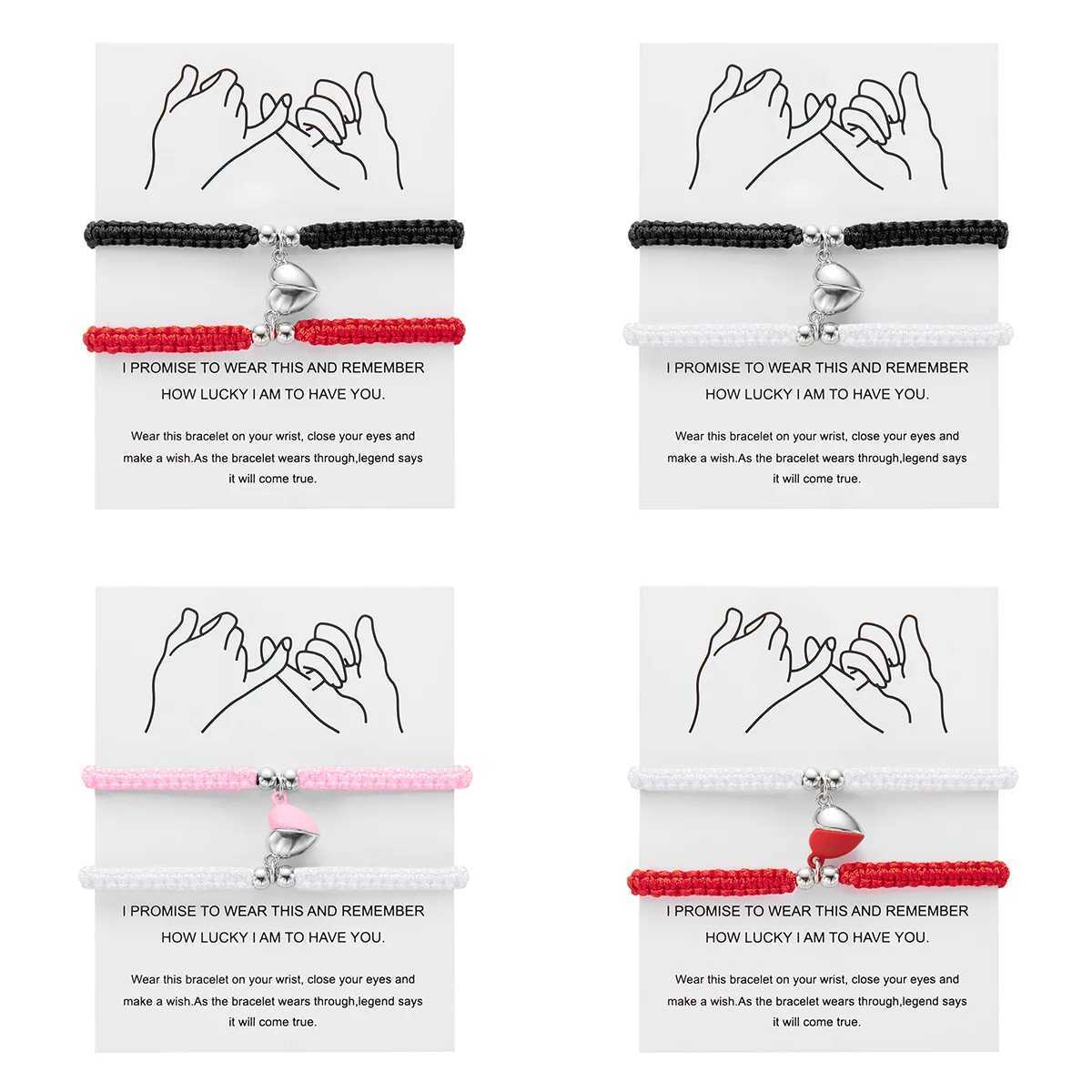 2Pcs/Set Romantic Heart Magnetic Attract Couple Bracelet For Women Men Fashion Braided Rope Matching Bracelet Friendship Jewelry W250526