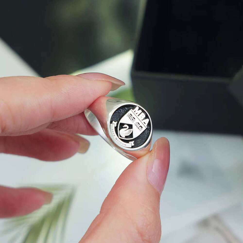 Sterling Sier for Women Fashion 13mm Width of Surface With Black Background Ring Wholesale