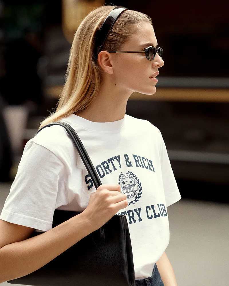 North America Style Women T-shirt Brand Short Sleeve Tshirt Sporty Rich Clothing Designer Tee Luxury Summer Men Cotton T ShirtT250527