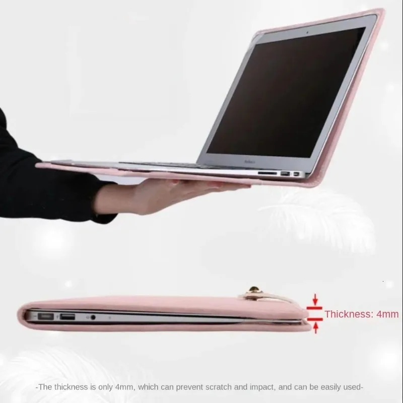 Shockproof PU Laptop SlEEve Pink with Handle Protective Case Laptop Protective Case for Macbook 250526