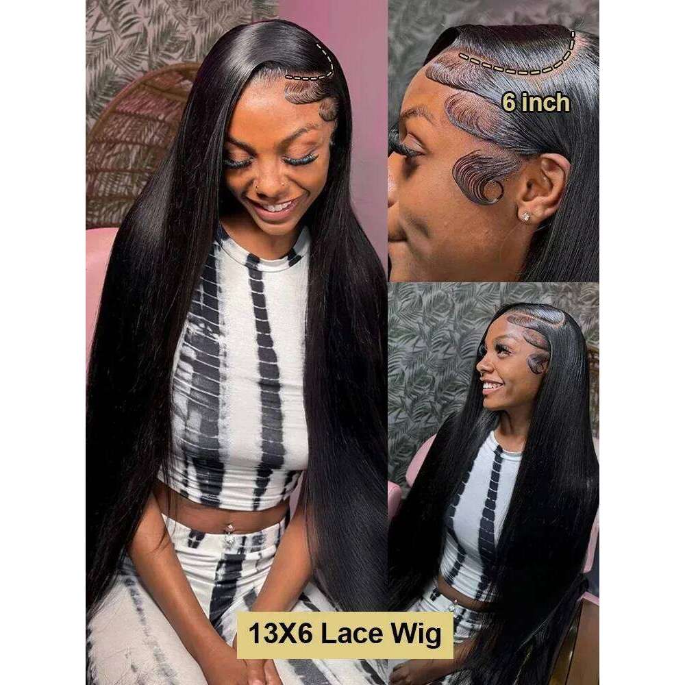220 Density 30 38 Inch 13x6 HD Transparent Lace Frontal Human Hair Wigs Bone Straight Brazilian Remy For Black Women Pre Plucked