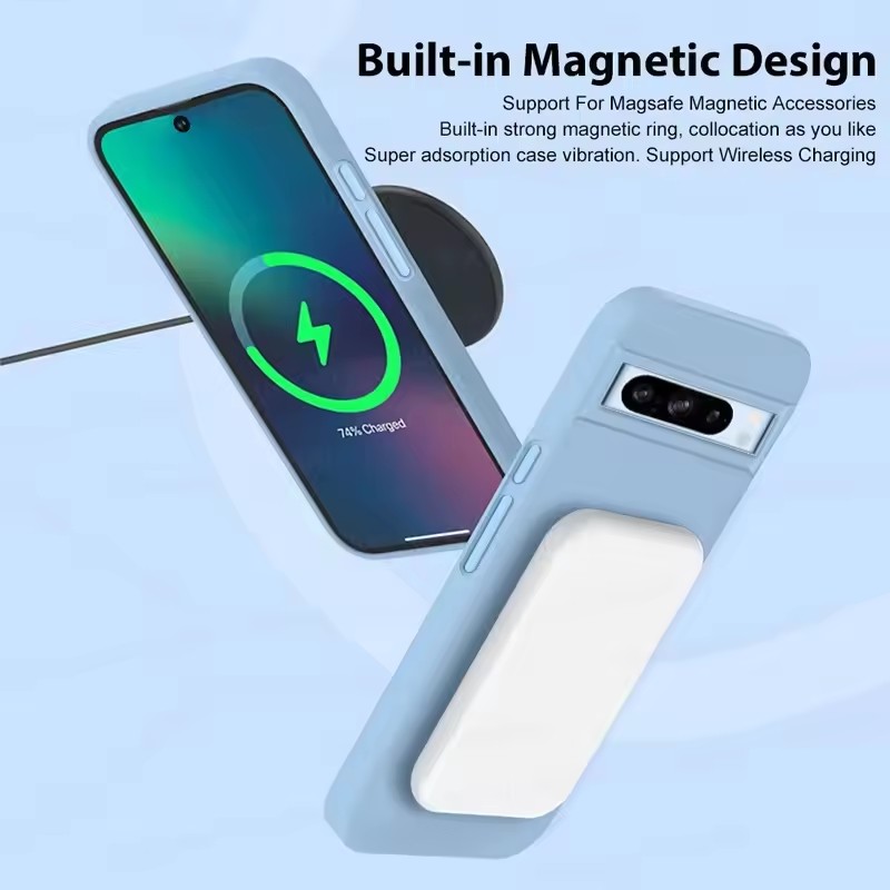 Luxury For Magsafe Liquid Silicone Phone Case For Google Pixel 9 Pro XL 8 7 6 Pro 7A Magnetic Wireless Charge Protective Cover