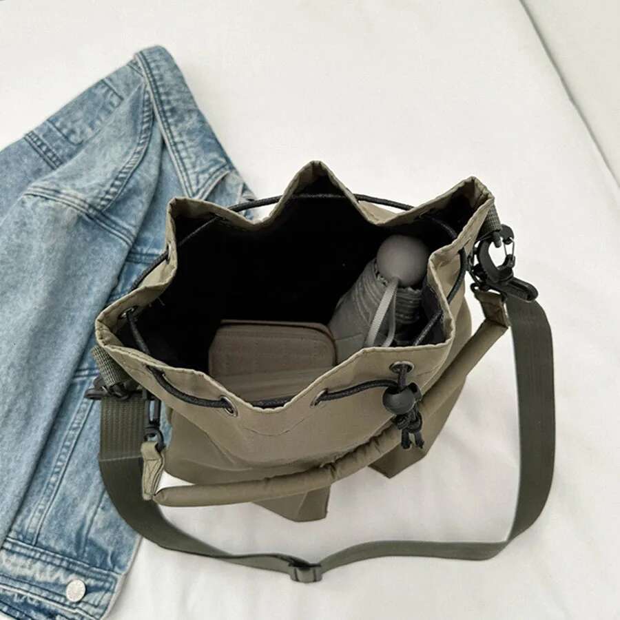 Fashion Shoulder Nylon Women Large Capacity Casual Handbag Drawstring Crossbody Tote Bag