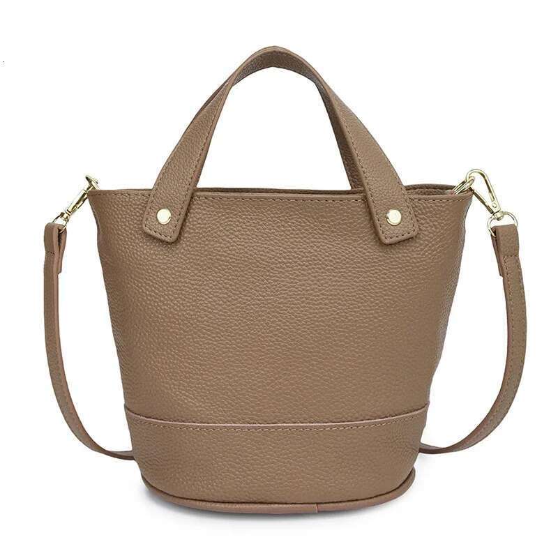 100% Genuine Leather Real Cowhide Fashion Women Crossbody Bucket Bags For Ladies New High Capacity Female Shoulder Handbag