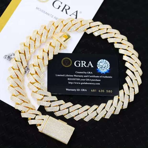 Stocks 8MM Sterling Sier Gold Plated New Arrivals Hip Hop VVS D Color Moissanite Cuban Link Chain