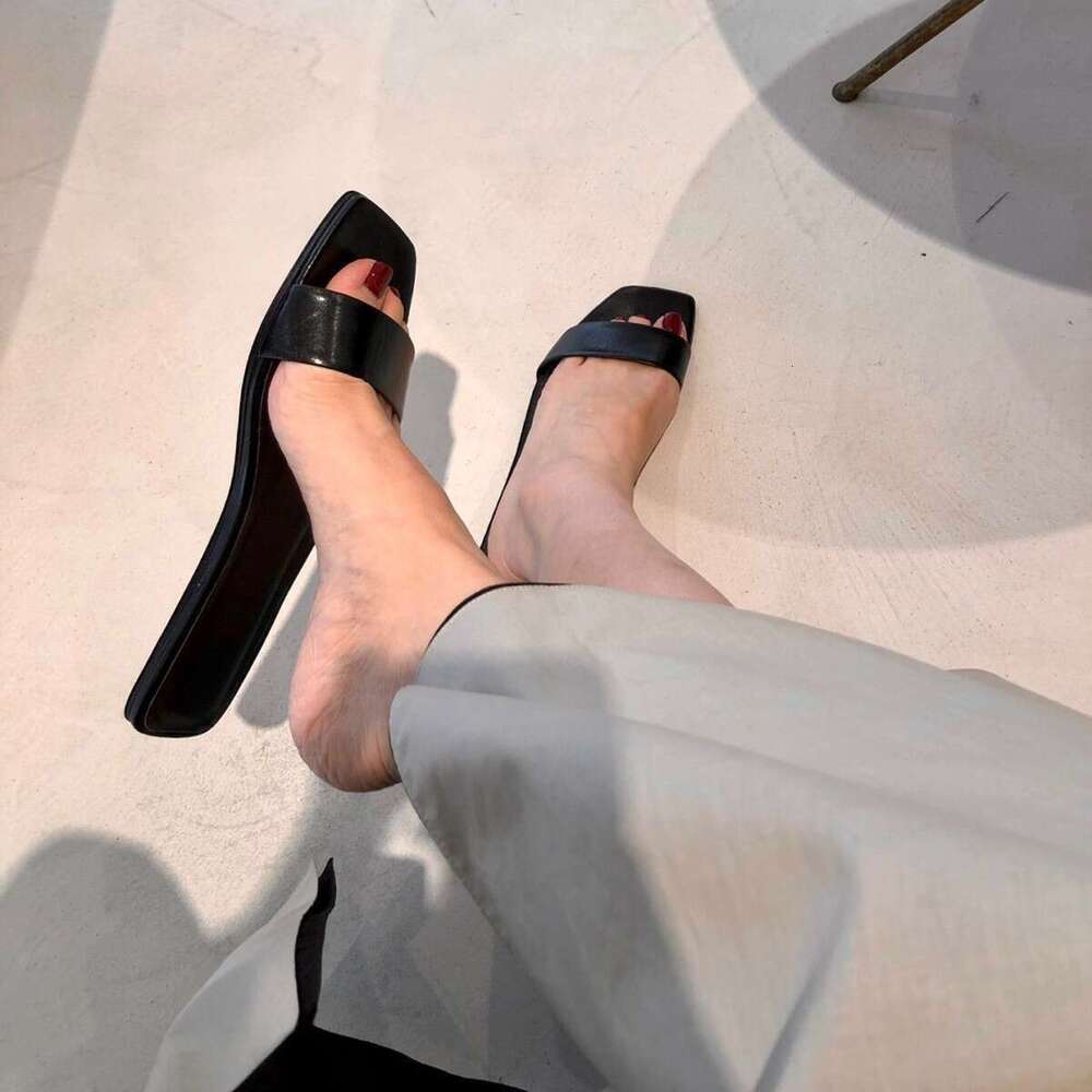 Sheepskin Version ~ French Style White Genuine Leather One-Strap Sandals for Women Summer Outdoor Soft Sole Flat Slippers Half Clogs