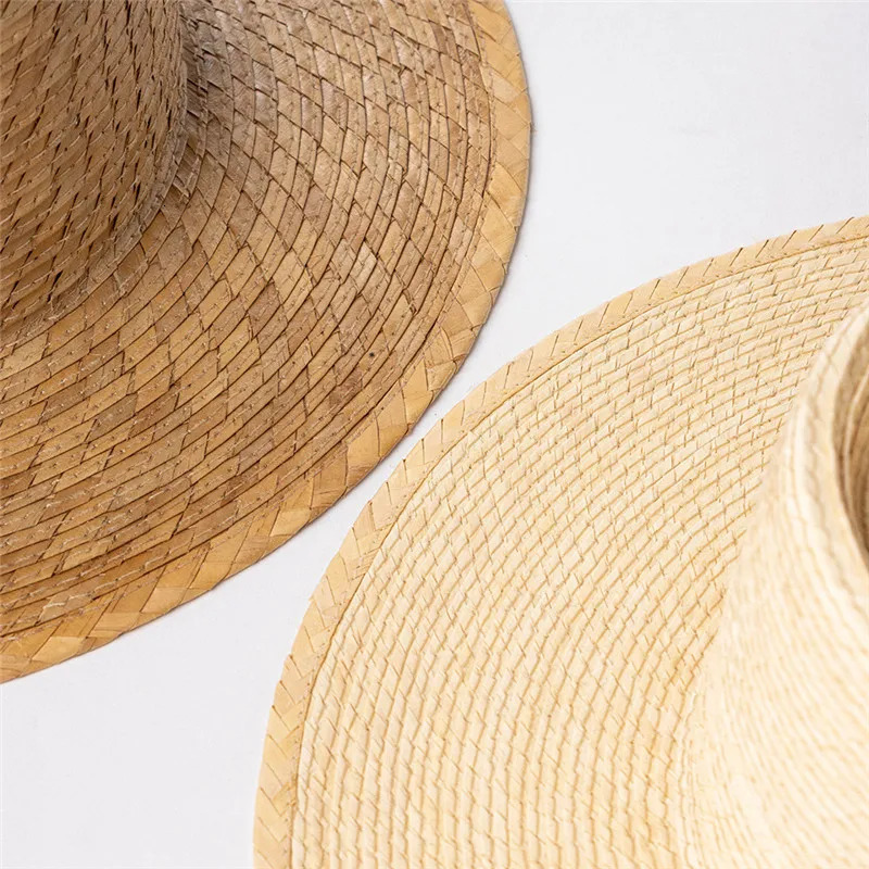 202503-HH5365A ins CHIC summer holiday Natural palm leaf woven grass solid fedoras cap men women panama jazz hat 250526