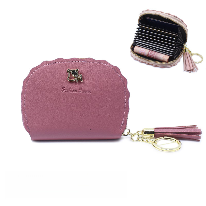 Free Shipping Designer Wallet Tassel Card Holder Women's Korean Cute Personality Mini Multi-card Slot Fresh Large Capacity Handbag Simple Coin Pu