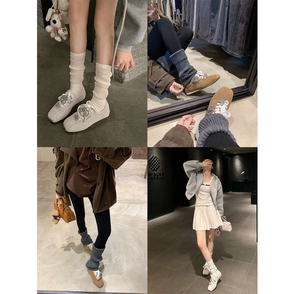 Cowhide Version Su Yinyin Same Style Square Toe Pearl Butterfly Shoelace Casual Sports German Training Women's Agan Shoes