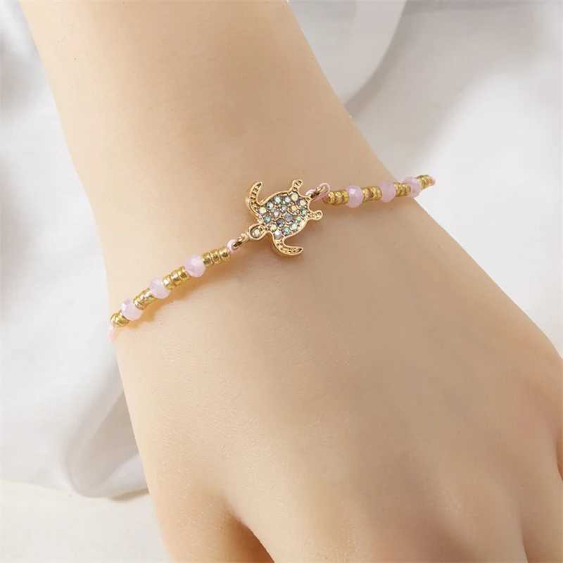 New 12pcs/set Alloy Turtle Crystal Bracelet Set Colorful Beaded Bracelet for Womens Rope Adjustable Bracelet Set Jewelry Gifts W250526