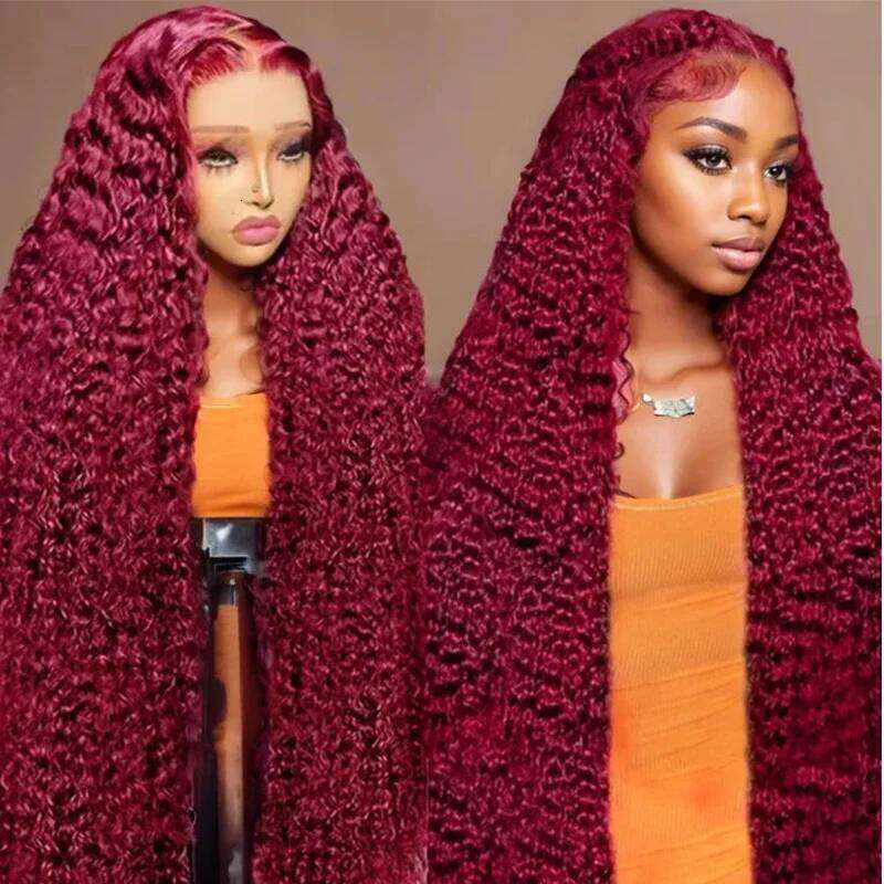 99J Bury Deep Wave 13x6 Front Human Hair Wigs For Women Pre Plucked Frontal Lace Wig