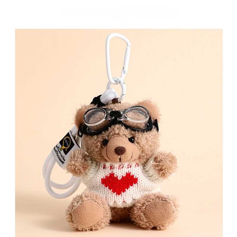 New Cartoon Plush Teddy Bear Doll Backpack Pendant Car Keychain MenS And WomenS High-End Cute Backpack Doll Hanging Chain Gift W250526
