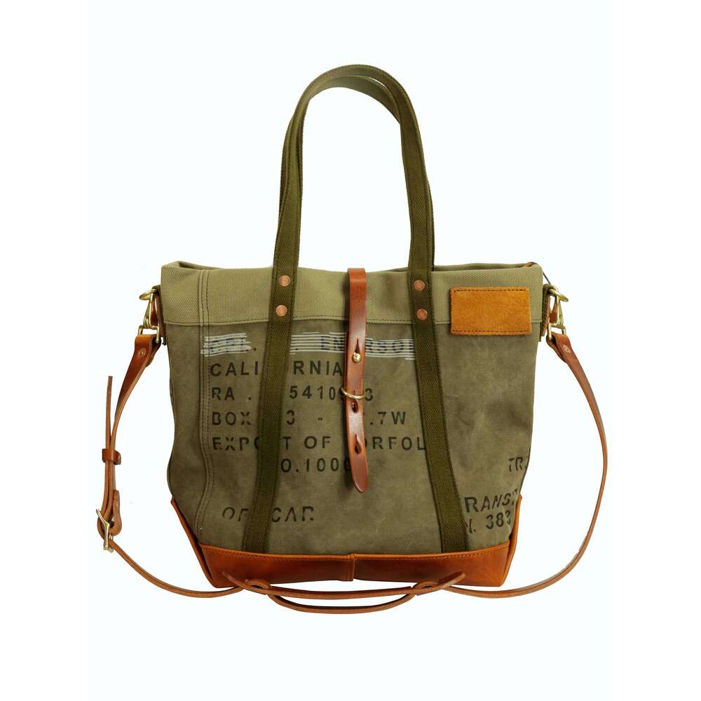 Vintage Handmade High-Quality Canvas Genuine Leather Men's Tote Weekend Shopping Shoulder Bag Large Capacity Big Handbag