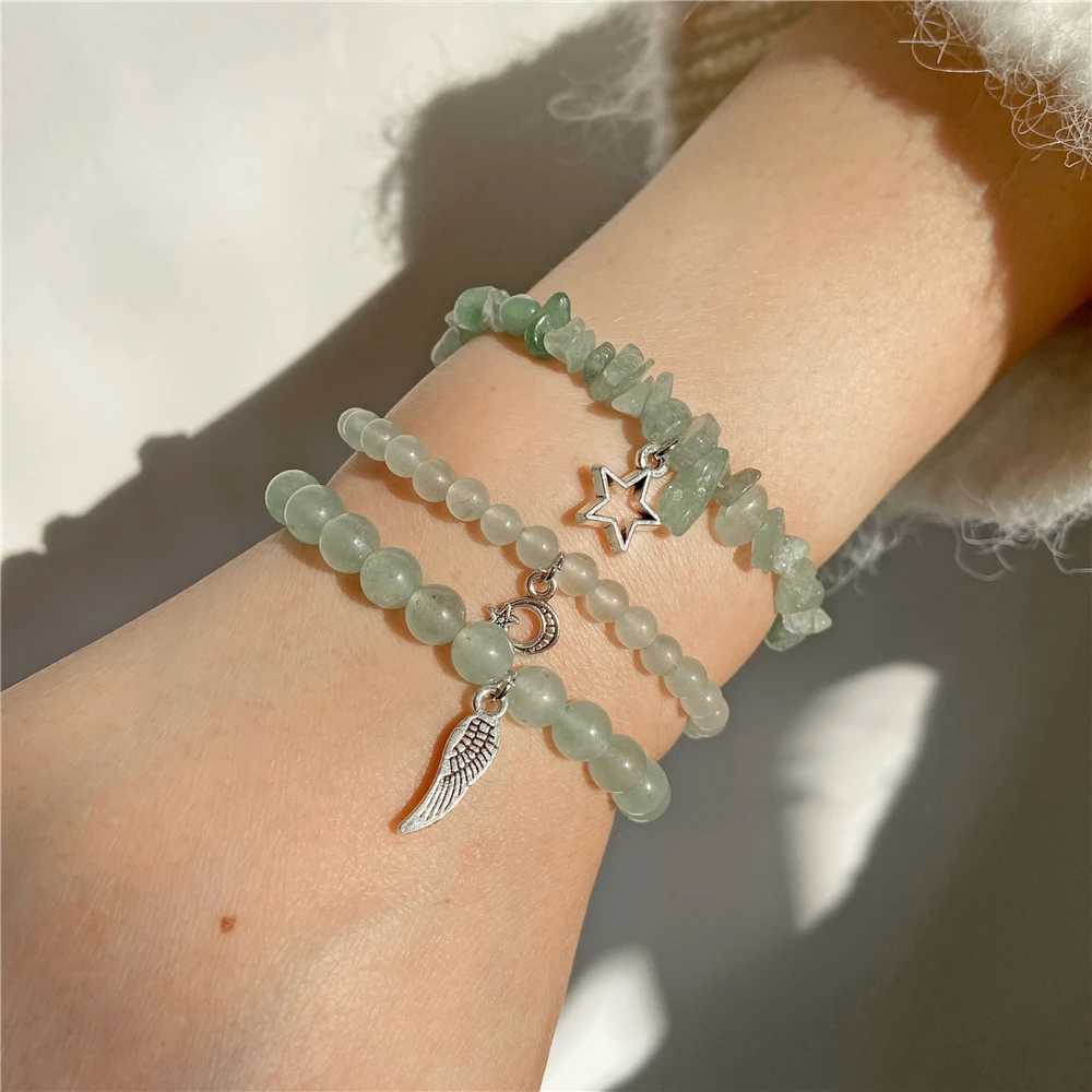 3Pcs/set Natural Stone Amethysts Bracelet Healing Quartz Beads Star Moon Feather Pendant Bracelets for Women Men Energy Jewelry W250526