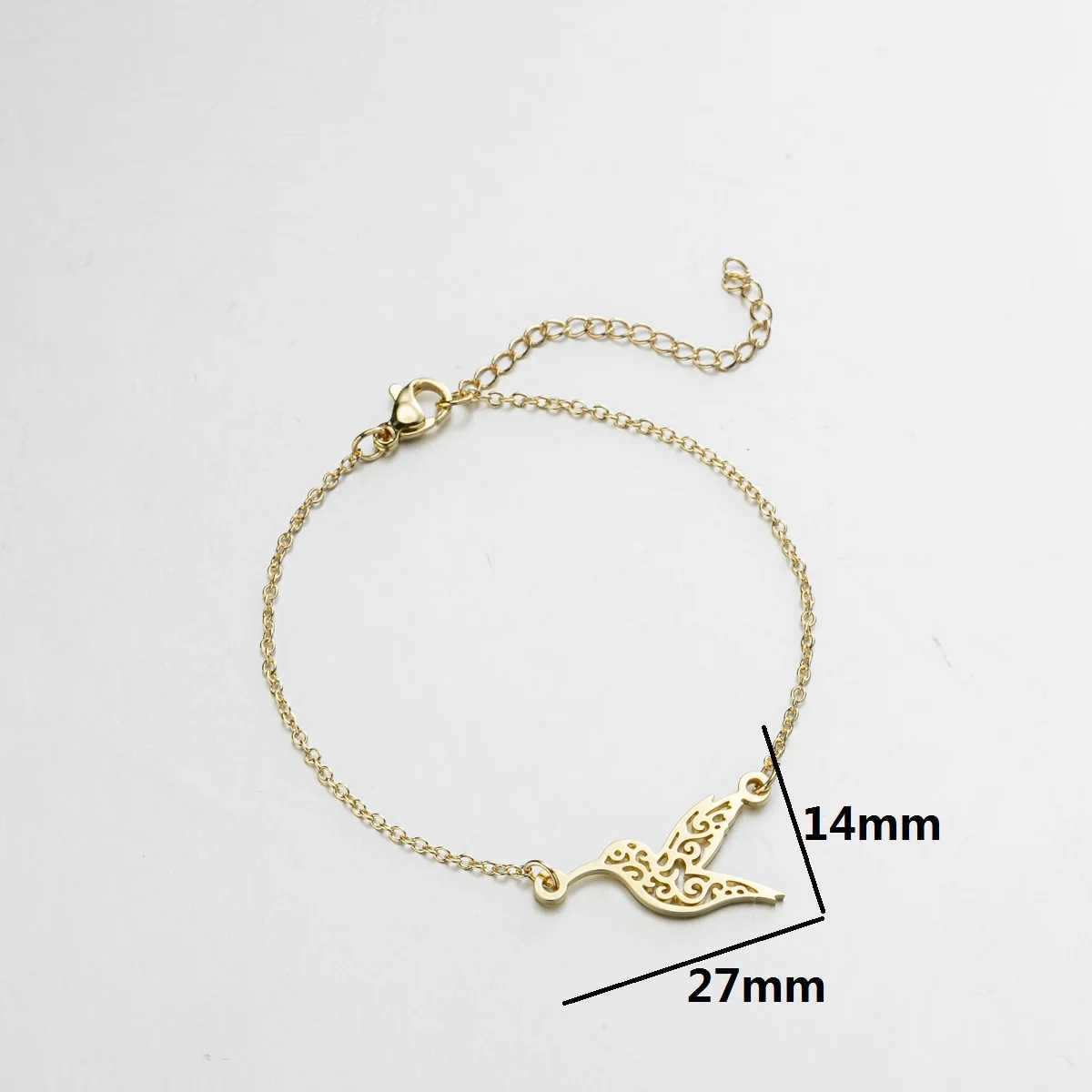 Jisensp Stainless Steel Origami Hummingbird Birds Bracelets Bangles Fashion Bird Animal Pendant Bracelet womens bracelet W250526