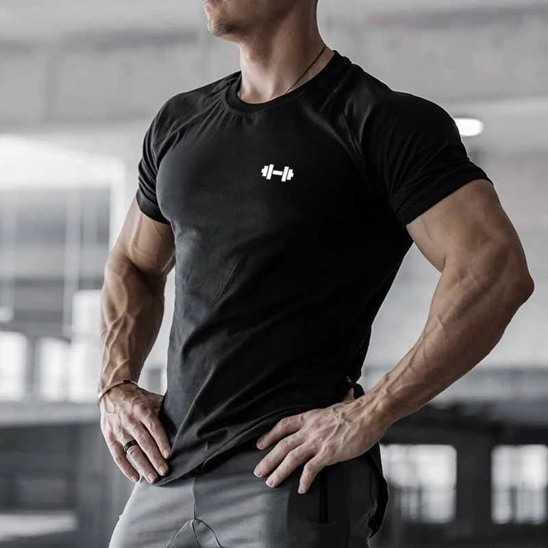 2023 Mens T-shirt Male Sports Gym Muscle Fitness T Shirt Blouses Loose Short Sleeve Summer Bodybuilding Tee Tops Mens Clothing Z250527