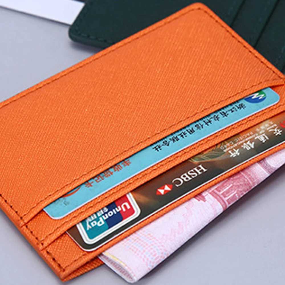 Women Men PU Leather Slim Wallets Coin Purse Business ID Card Holder Double Side Cards Storage Wallet High Quality Z250527