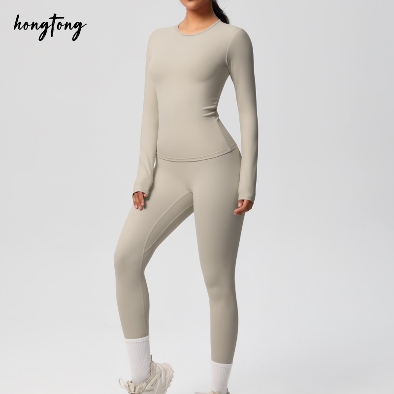 Workout sets woman elastic skinny long sleeve pants yoga set bodybuilding gym clothes outdoor running breathable moisture wicking quick dry active wea