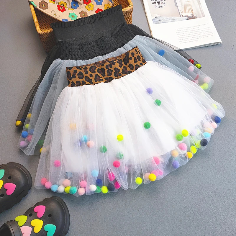 Baby Girls Dancing Party Princess Skirt Sweet Colorful Pompom Tulle Tutu For Clothes Children 250527