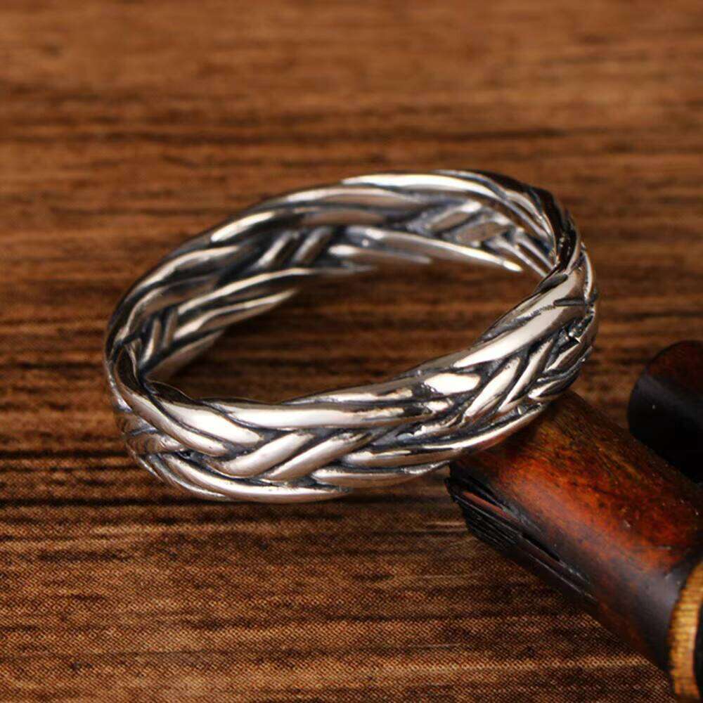 Vintage Sterling Braided Ring Men and Women Thai Sier Wholesale for Lovers Femme