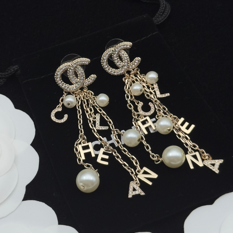 20 styles high quality fashion copper double letters earring luxury jewelry woman channels chanellies crystal rhinestone 18k gold plated stud earrings