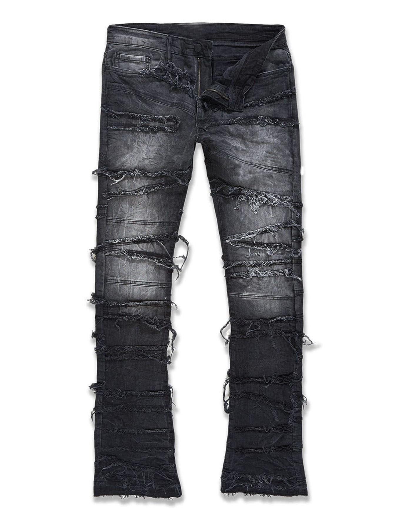 Stacked Jeans Men Skinny Ripped Slim Patch Denim For Men Skinny Stacked Pants Trousers Streetwear Boy