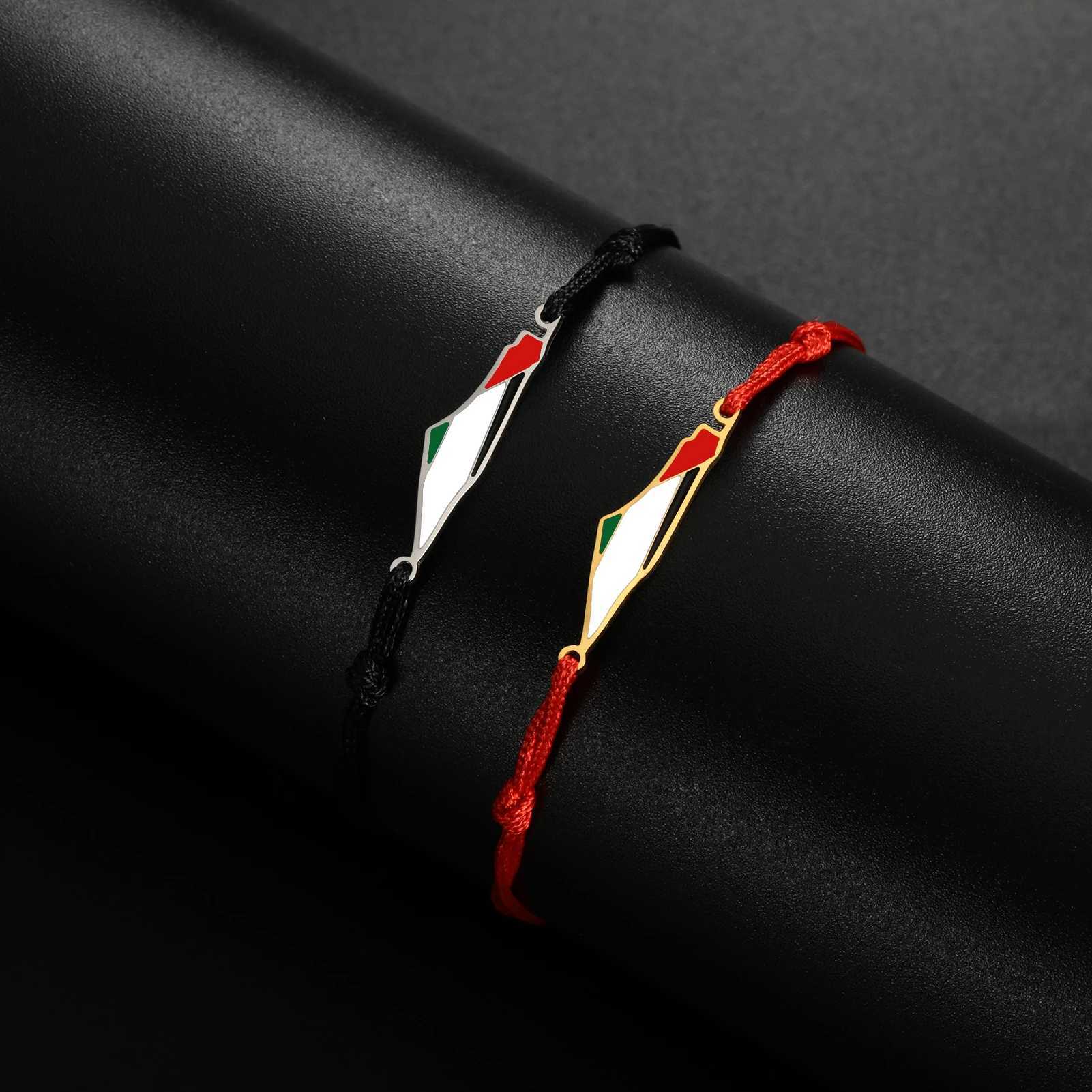 COOLTIME Palestine Map Charm Women Bracelets Stainless Steel Adjustable Double Layer Men Geography Bracelet Jewelry Wholesale W250526