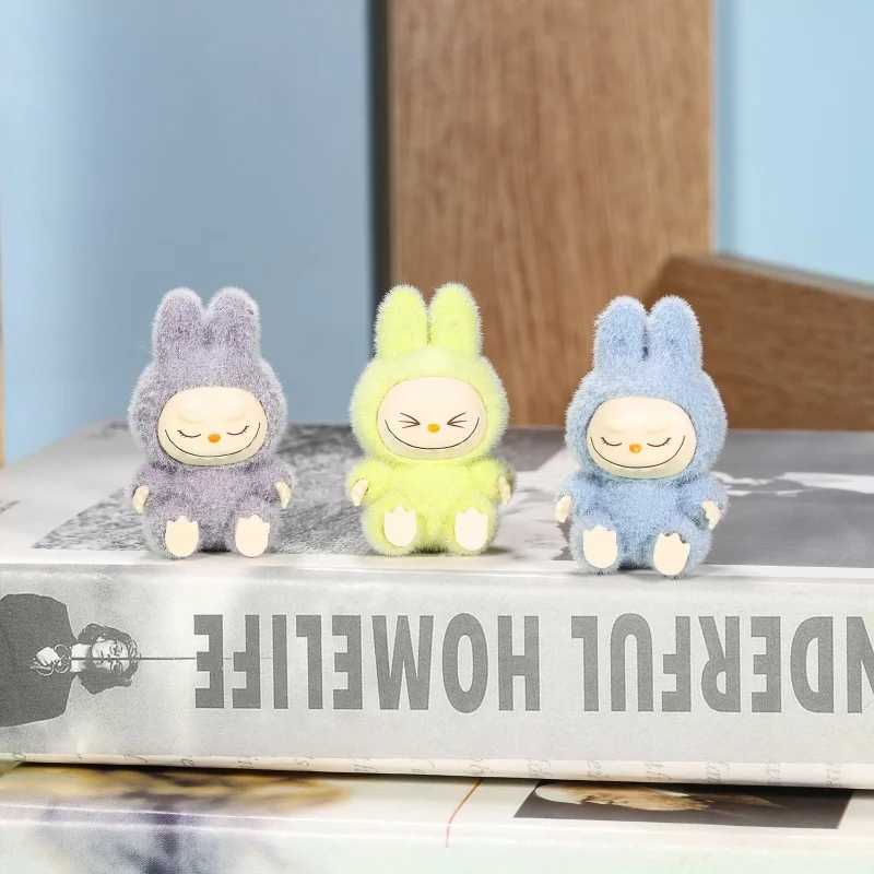 Labubu Mini Sitting Posture Plush Toy Cute Cartoon Desktop Ornament Schoolbag Decoration Key Chain Pendant Holiday Gifts W250526