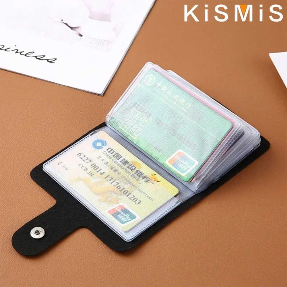 PU Leather 24-Slot Card Case - Business Card Passport Holder 10.5x7.5x2cm Organizes 24 Cards Ideal for Men Women Z250527