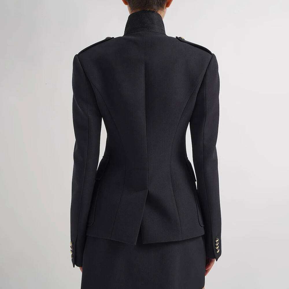 TWOTWINSTYLE Colorblock Casual Coats For Women Stand Collar Long Sleeve Patchwork Single Breasted Chic Jackets Female Clothing