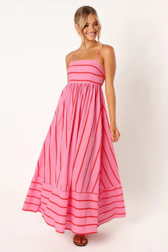 25 year spring/summer striped camisole backless large swing new style dress