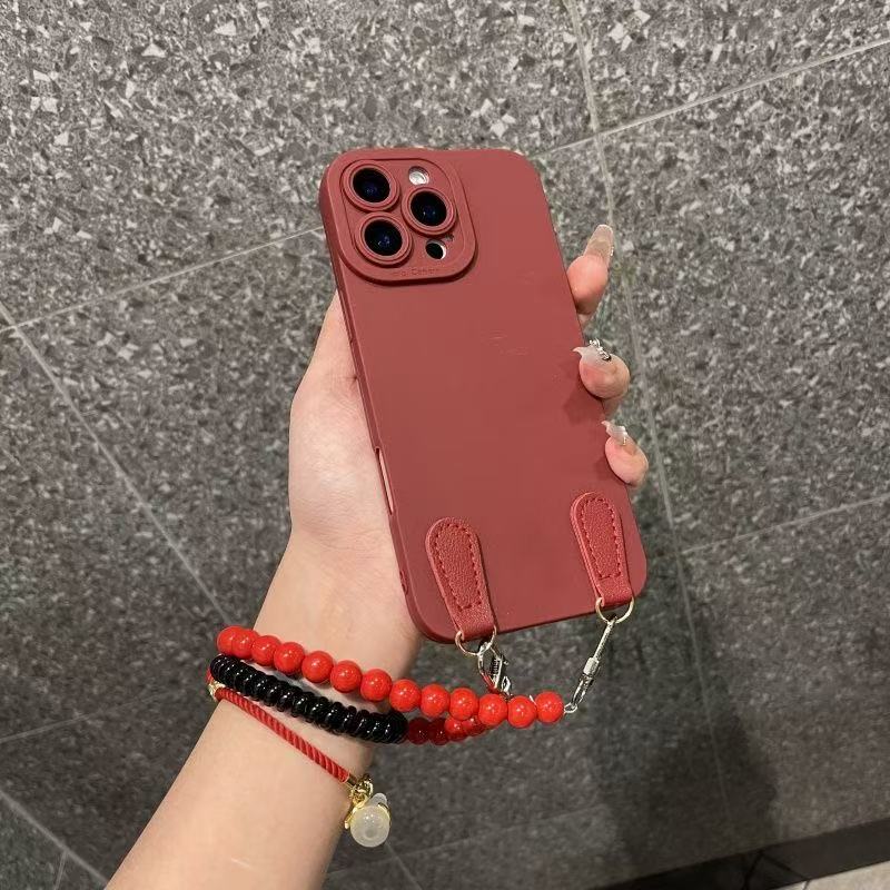 Light luxury bead chain wristband Apple 16 iPhone 15 14 Plus 13promax phone case 2 with high aesthetic value