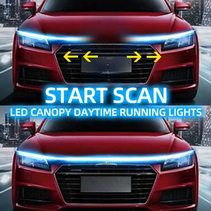 RXZ LED Daytime Running Light Scan Starting Car Hood Decorative Lights DRL Auto Engine Hood Guide Decorative Ambient Lamp 12V XJ250527