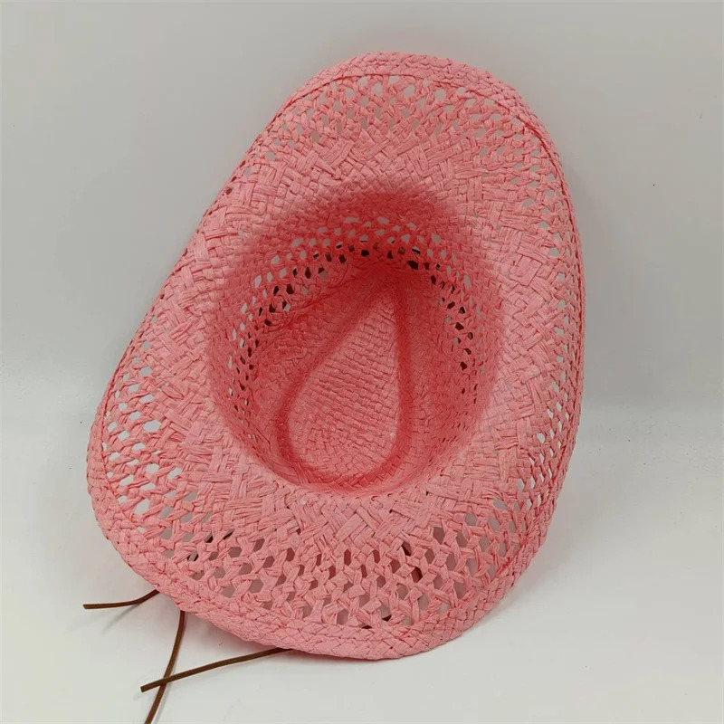 Womens Summer Cowboy Hat Sun Shade Hat Watermelon Red Summer Hollow Sun Shade Hat Cowboy Straw Hat Mens and Womens Beach 250526
