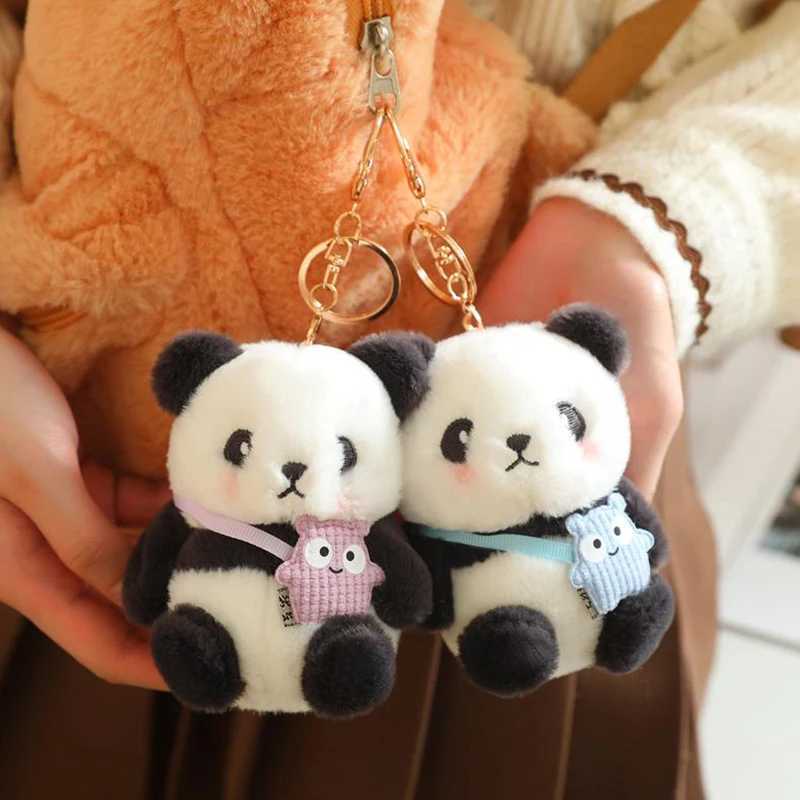 Cute Panda Plush Toy Keychain Cartoon Bag Pendant Bag Accessories Car Key Chain Pendant Ornaments Fashion Gift W250526