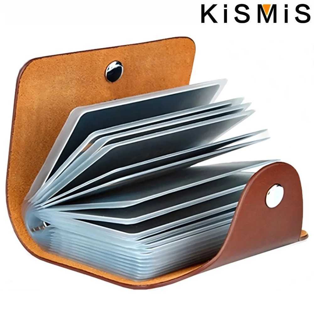 PU Leather 24-Slot Card Case - Business Card Passport Holder 10.5x7.5x2cm Organizes 24 Cards Ideal for Men Women Z250527