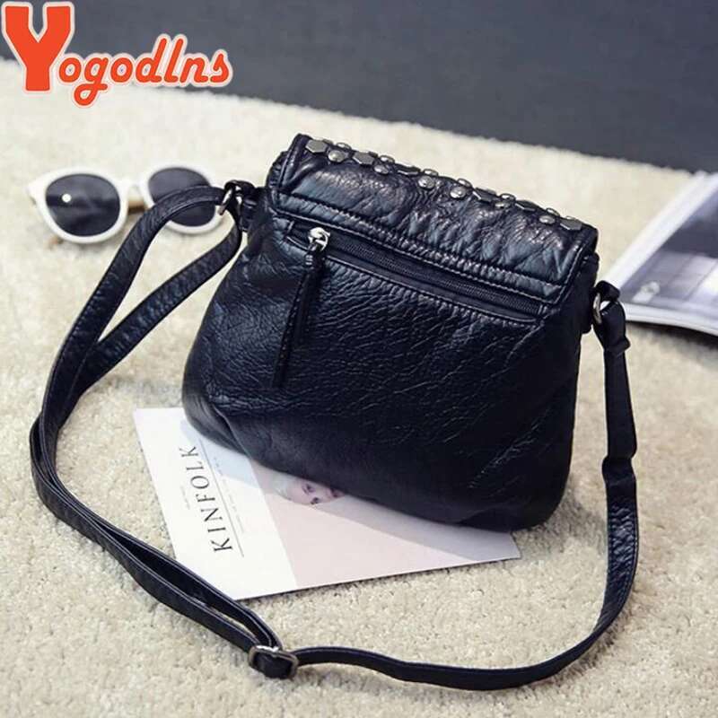 Yogodlns Fashion Black Enveljavascope Women Clutch Rivet Girls Leather Party Purse Small Shoulder Handbag Evening Messenger Bags