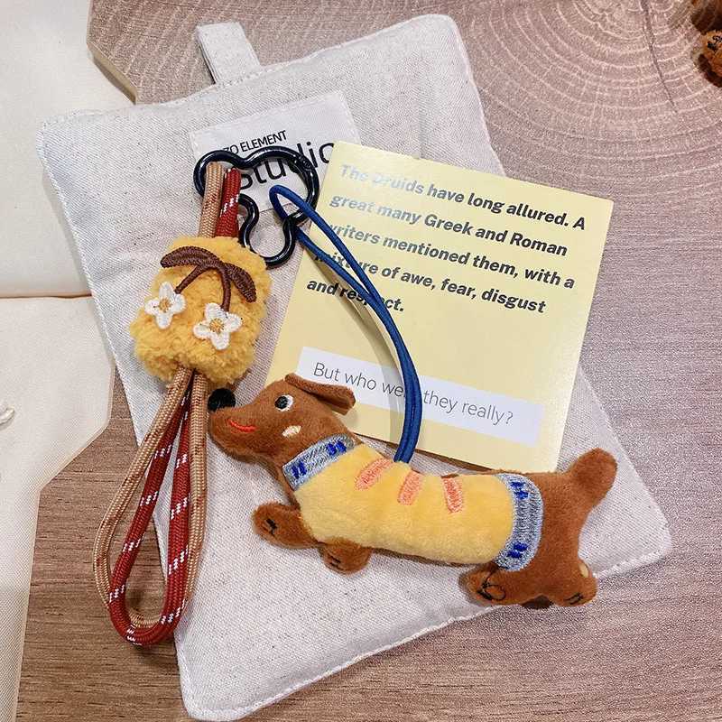 Cute Dachshund Dog Pendant Keychain For Bag Pendant Funny Puppy Doll Keychain With Lanyard Keyring For Couple Gifts Wholesale W250526