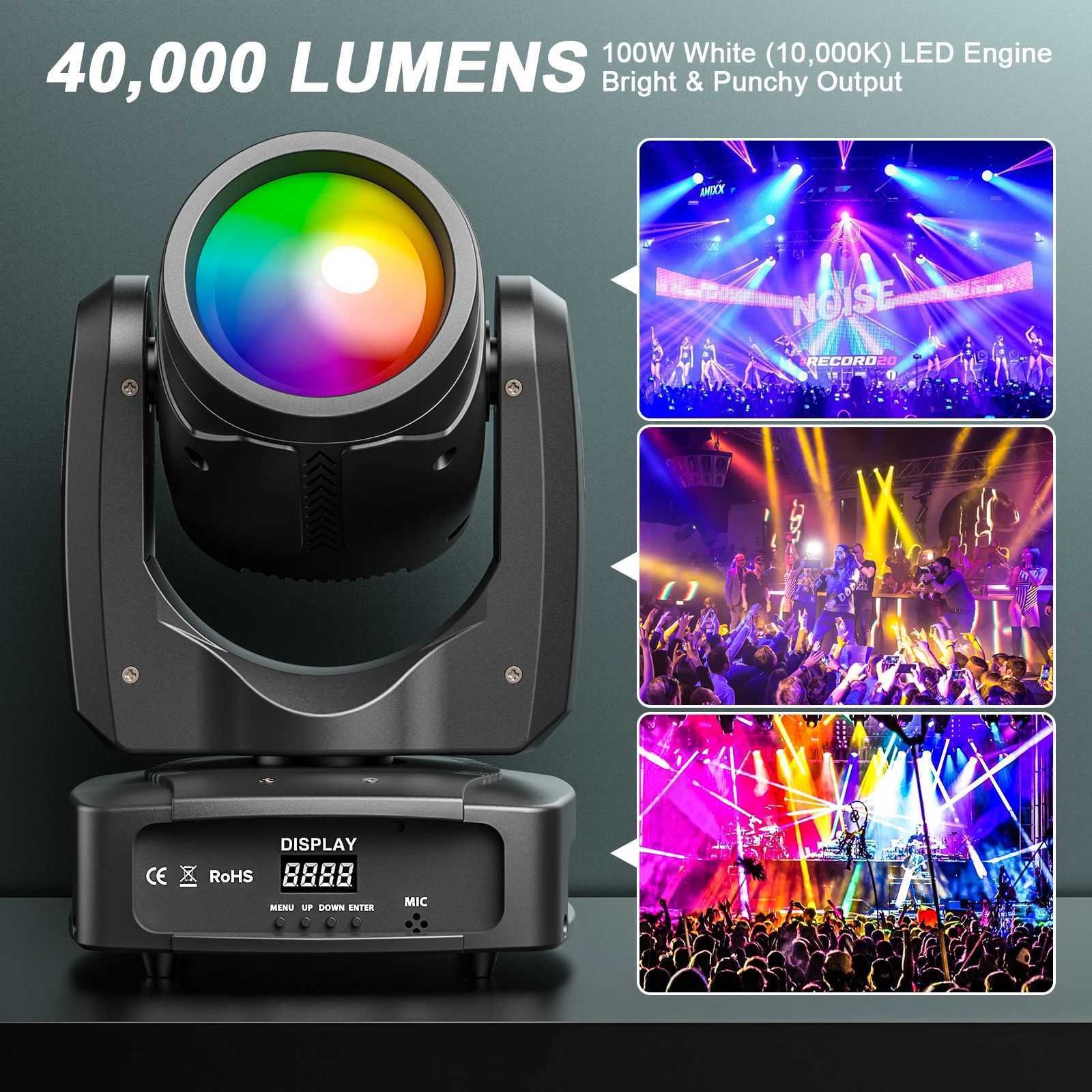 Yiflamefly 230W LED Moving Head RGBW Stage Lights With Strip Lights 18 Channels DMX 512 Voice Activation for DJ Wedding Disco XJ250527