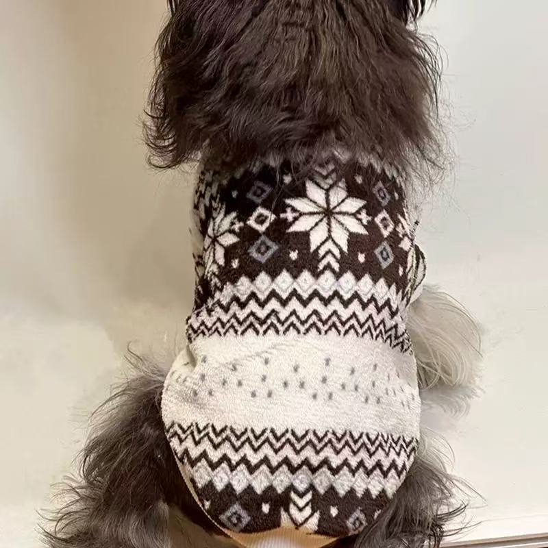 T00313 Dog Clothes Autumn and Winter Plus Velvet Pet Christmas Printed Cat Clothes Teddy Bichon Schnauzer Yorkshire