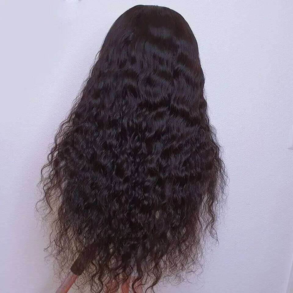 26 inch 180 Density Soft Black Kinky Curly Preplucked Long For Women Natural Hairline Wig With Afro Baby Hair