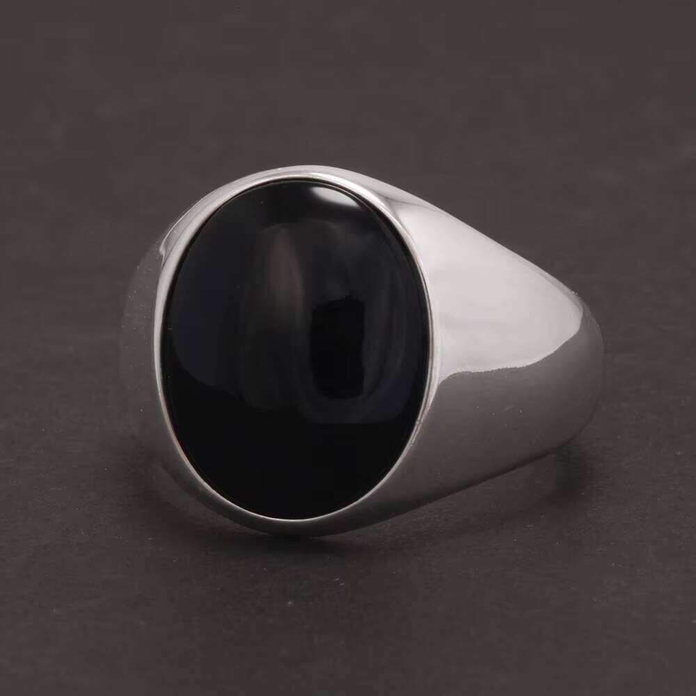 New Arrival Real Pure Sier Ring for Men Oval Stone Natural Agate Antique Fine Jewelry